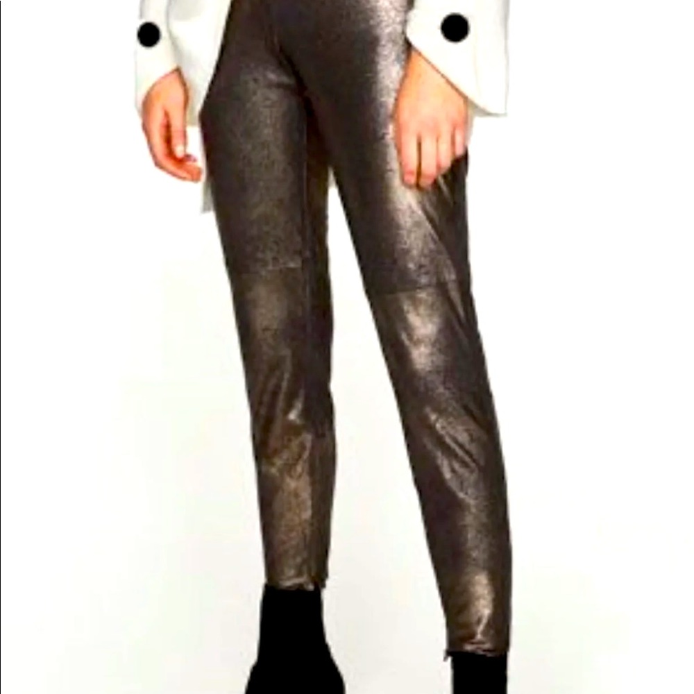 Zara Metallic Suede Legging Size Medium No Tags